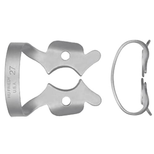 Hu-Friedy Satin Steel Rubber Dam Clamp, #27, Winged, Large Molars, 1/Pk, RDCM27 thumbnail 6