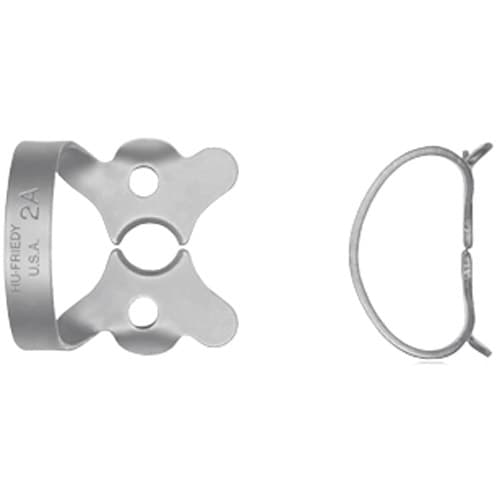 Hu-Friedy Satin Steel Rubber Dam Clamp, #2A, Winged, Larger Premolars, Matte Finish, 1/Pk, RDCM2A thumbnail 6