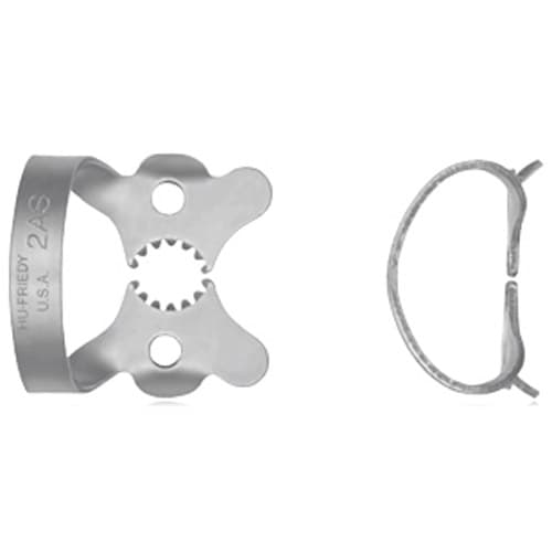Hu-Friedy Satin Steel Rubber Dam Clamp, #2AS, Winged, Larger Premolars, 1/Pk, RDCM2AS thumbnail 6