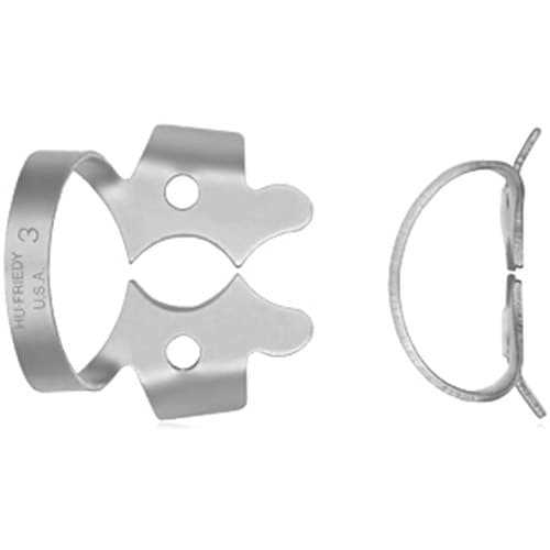 Hu-Friedy Satin Steel Rubber Dam Clamp #3, Winged, Small Lower Molars, RDCM3 thumbnail 5