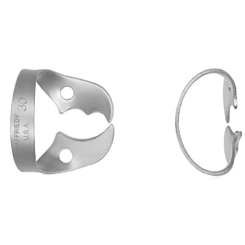 Hu-Friedy Satin Steel Rubber Dam Clamp #30, Wingless, Upper Right Molars, RDCM30 thumbnail 5