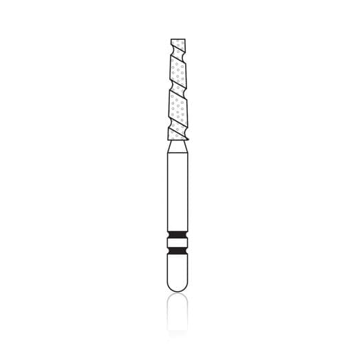 Two Striper TS2000 Spiral Cut Diamond Bur, FG, Flat-End Taper, #2001.8, Coarse, Green, 1.6 mm Major/1.1 mm Minor, 8 mm, 5/Pk, 2000018 thumbnail 6