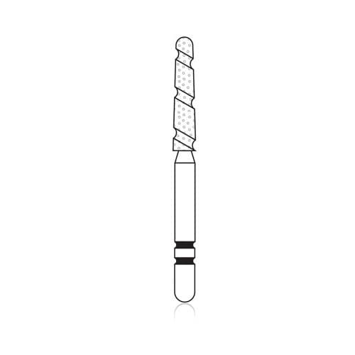 Two Striper TS2000 Diamond Bur, FG, Round-End Taper, #2005.9, Coarse, Green, 1.8 mm Major/1.3 mm Minor Diameter, 9.0 mm Length, 5/Pkg, 2000059 thumbnail 6