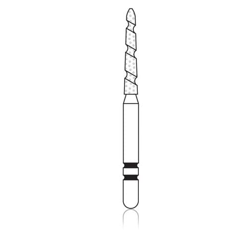 Two Striper TS2000 Gold-Plated Curettage (GCP) Diamond Bur, FG, Cone Beveled End, #2006.9GC, Coarse, Green, 1.4 mm Major/0.9 mm Minor Diameter, 9.0 mm Length, 5/Pkg, 2000069 thumbnail 6