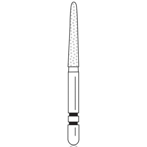 Two Striper Diamond Burs, FG, Flame, 253.10, 1.6 mm Major/1.0 mm Minor Diameter, 10 mm Length, Fine, Red, 5/Pk, 2015091 thumbnail 5