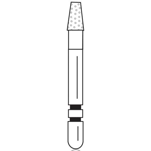 Two Striper® Diamond Bur, Flat-End Taper, #708.3, Medium Grit, Blue Ring, Friction Grip (FG), 2.1 mm Major / 1.3 mm Minor Diameter, 3.0 mm Length, 5/Pkg thumbnail 4