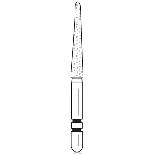 Two Striper Diamond Bur, FG, Round-End Taper, #799.11, 1.8 mm Major/0.8 mm Minor Diameter, 11 mm Length, Very Fine, Yellow, 5/Pk, 2015535 thumbnail 6