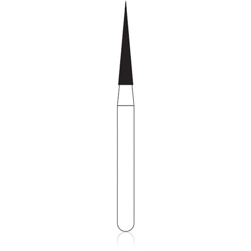 NTI Diamond Bur, Friction Grip (FG), Medium Grit, Needle Point End, #858-014, 1.4 mm Diameter, 8.0 mm Length, 5/Pk thumbnail 4