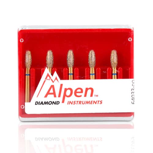 Alpen FG #856-014SC Round End Taper Diamond Bur, Super Coarse, Friction Grip, 5/Pk - Alpen Dia FG #856-014SC Round End Tpr - Image 1