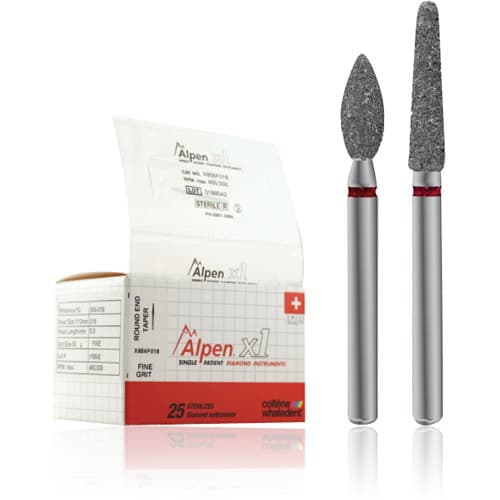Alpen x1 Sterile Single-Use Diamond Bur, FG, Round End Taper, #850-016F, Fine, Red, 1.6 mm, 25/Pk, X85010F016 thumbnail 5