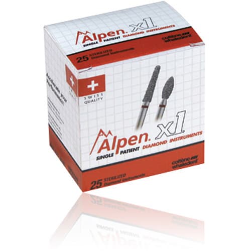 Alpen® x1 Single Use Diamond Bur, FG, Coarse, Green, Pointed Cone #858-014, 1.4 mm Diameter, 8.0 mm Length, 25/Pkg, X858C014 thumbnail 4