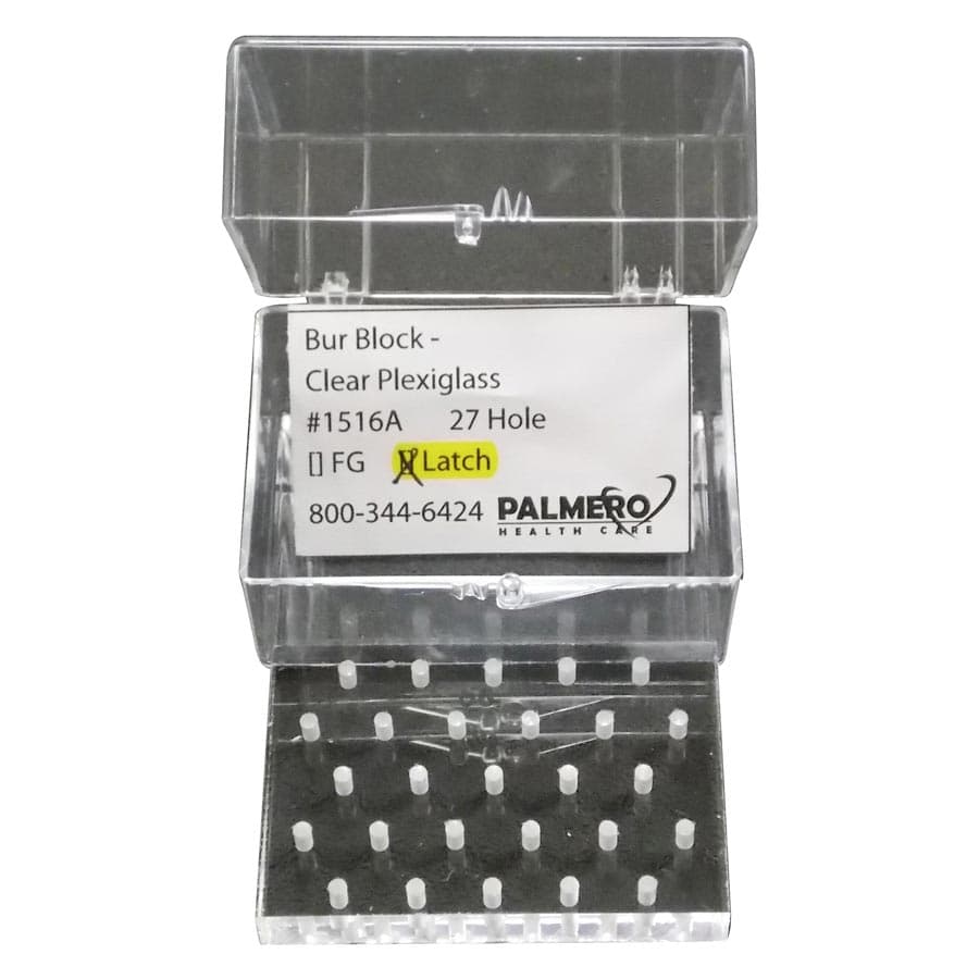 Palmero Plexiglass Bur Block, Latch Style, 27-Hole, RA, Clear, with Plastic Box, 1/Pk, 1516ALATCH thumbnail 4