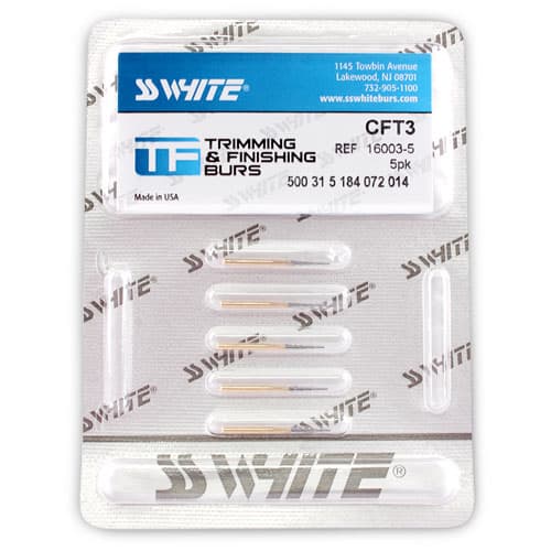 SS White 12-Blade Composite Trimming & Finishing Carbide Bur, FG, Tapered Fissure, #CFT3, 5/Pk, 16003-5 thumbnail 6