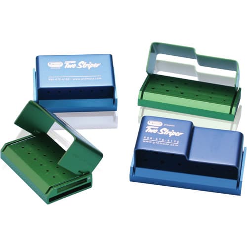 Two Striper 17-Hole Bur Block, 9 FG / 8 RA, Green Anodized Aluminum, Autoclavable Swivel Lid, 9051024 thumbnail 3