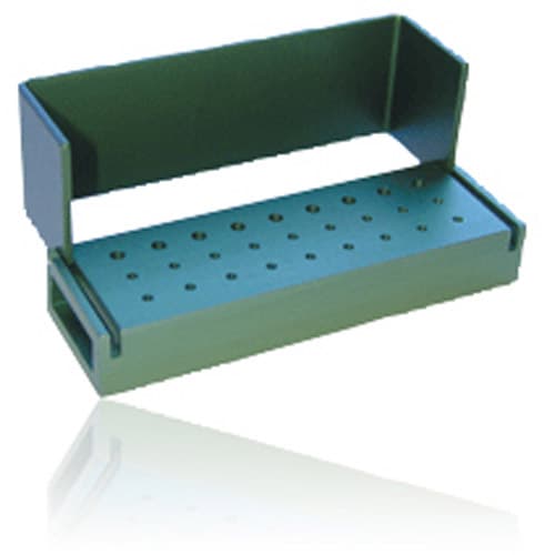 Axis Dental Bur Block, 27 Hole, 18 FG / 9 RA, Green Anodized Aluminum, Autoclavable, AB110-1T thumbnail 4