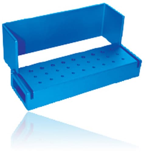 Kerr AXIS Bur Block, 27 Hole, 18 FG / 9 RA, Blue Anodized Aluminum, Autoclavable, AB110-1U thumbnail 5