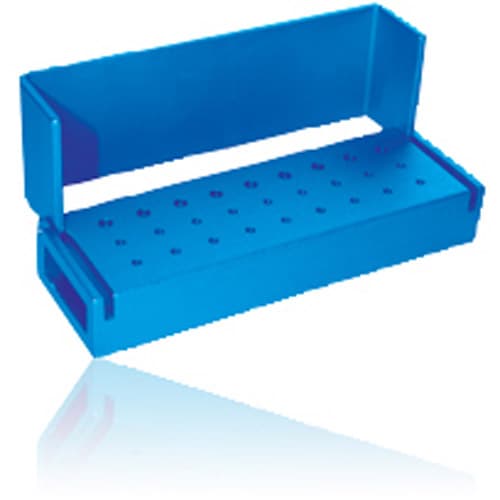 Axis AB117-1U Bur Block, 27 Hole (18 FG Short Shank / 9 RA), Blue Anodized Aluminum, Swivel Top, Autoclavable thumbnail 4