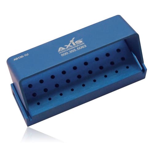 Axis Dental Bur Block, 9 FG / 18 RA, 27 Hole, Blue Anodized Aluminum, Autoclavable, AB135-1U thumbnail 5