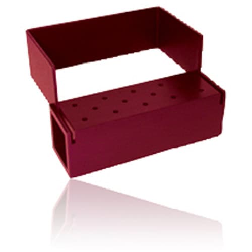 Kerr AXIS AB900-1R Red Anodized Aluminum Bur Block, 14 HP Holes, Autoclavable, 80mm x 25mm x 65mm thumbnail 3