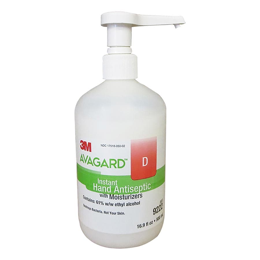 3M Avagard D Instant Hand Antiseptic with Moisturizers, 61% Ethyl Alcohol, Fragrance Free, 16 oz (500 mL) Pump Bottle, 9222 thumbnail 8
