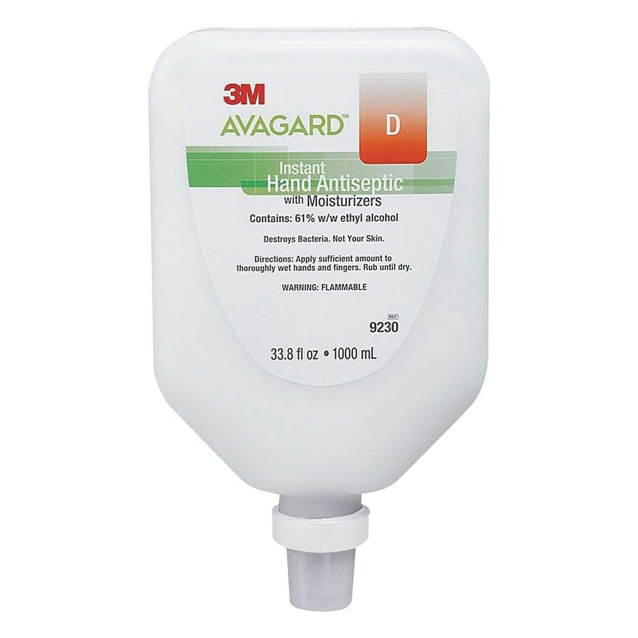 3M Avagard D Instant Hand Antiseptic with Moisturizers, 61% Ethyl Alcohol, Fragrance Free, 1000 mL (33.8 oz) Refill/Wall Mount Bottle, 9230 thumbnail 3