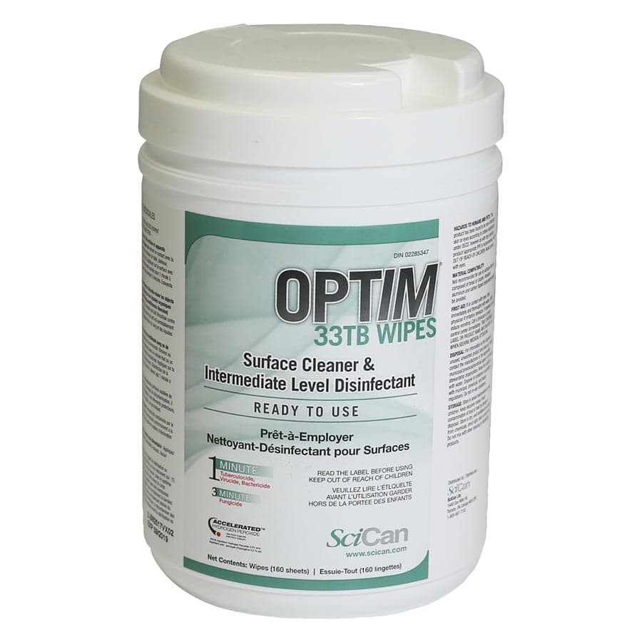SciCan Optim 33TB Disinfectant Cleaner Wipes, 6" x 7", 160/Canister, OPT33-W12 thumbnail 10