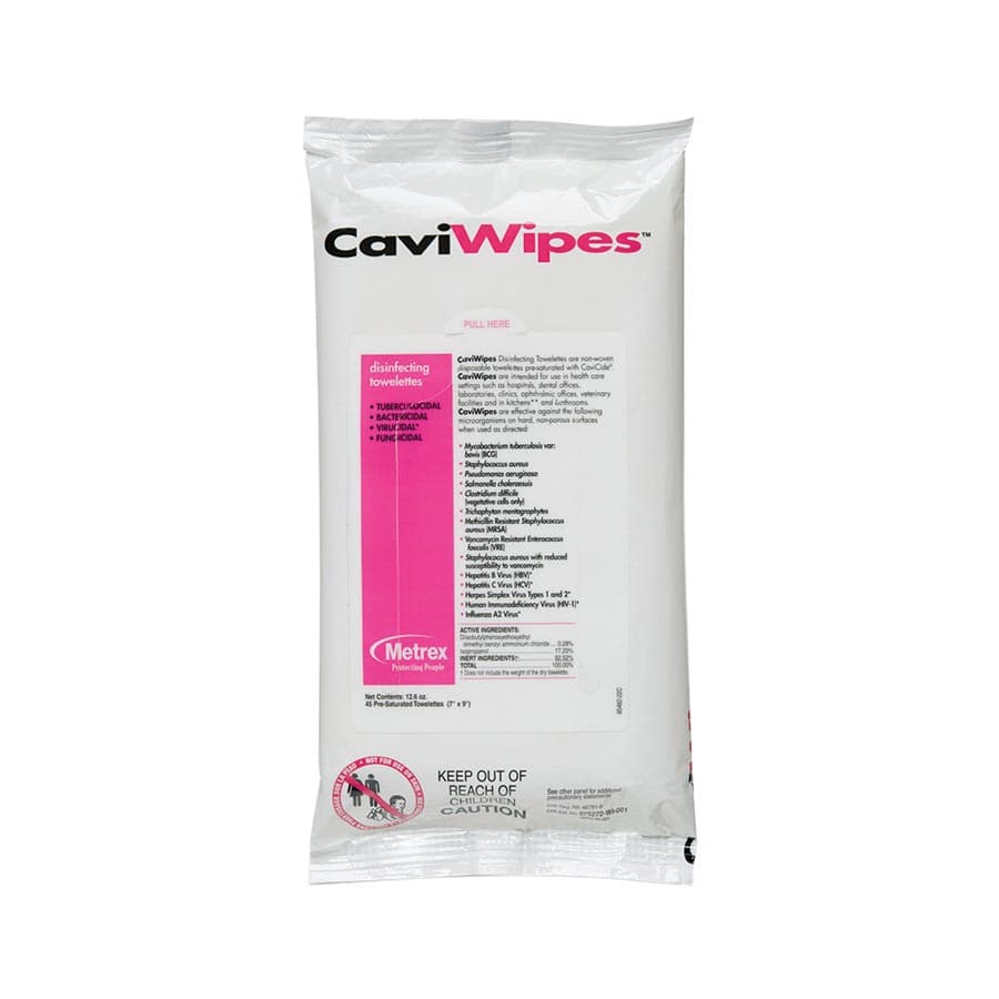CaviWipes™ Surface Disinfectant Towelette Wipes, 7" x 9", Flat Pack, 45 Wipes/Pack, 13-1224 thumbnail 2
