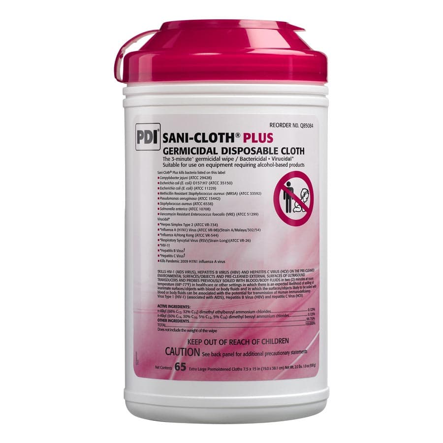 Sani-Cloth Plus Germicidal Disposable Cloth, X-Large, 7.5" x 15", 65/Canister, Q85084 thumbnail 6