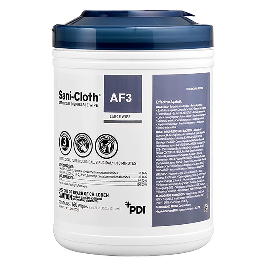 Sani-Cloth AF3 Germicidal Disposable Wipes, Large, 6" x 6.75", Alcohol-Free, 160/Canister, P13872 thumbnail 14