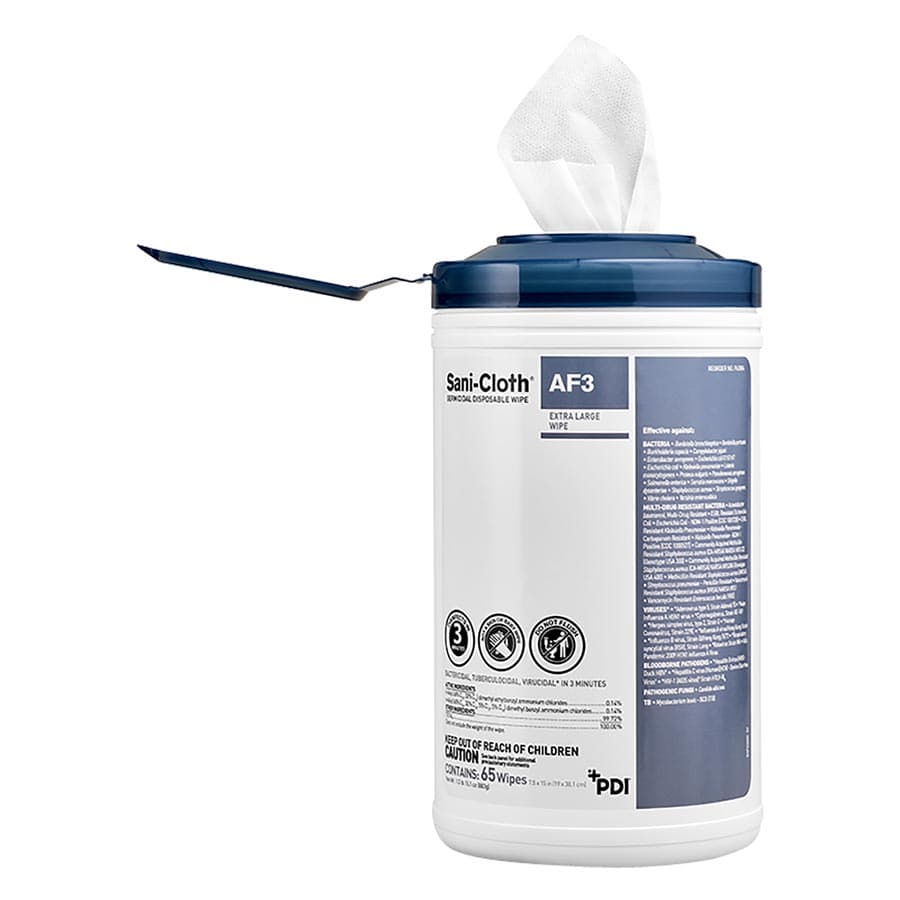 Sani-Cloth AF3 Germicidal Disposable Wipes, X-Large, 7.5" x 15", Alcohol-Free, 75/Can, P72584 thumbnail 11