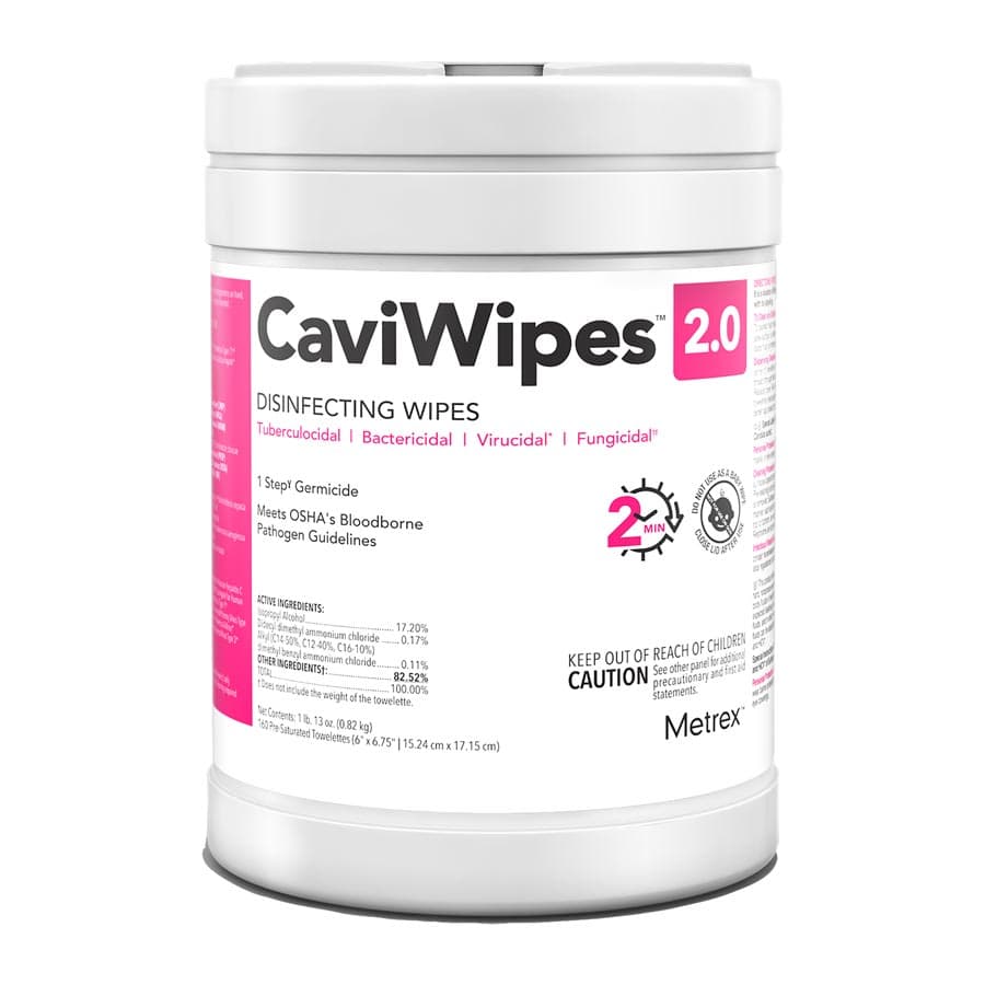 CaviWipes 2.0 Surface Disinfectant Wipes, 6" x 6.75", 160/Canister, 14-1100 thumbnail 2