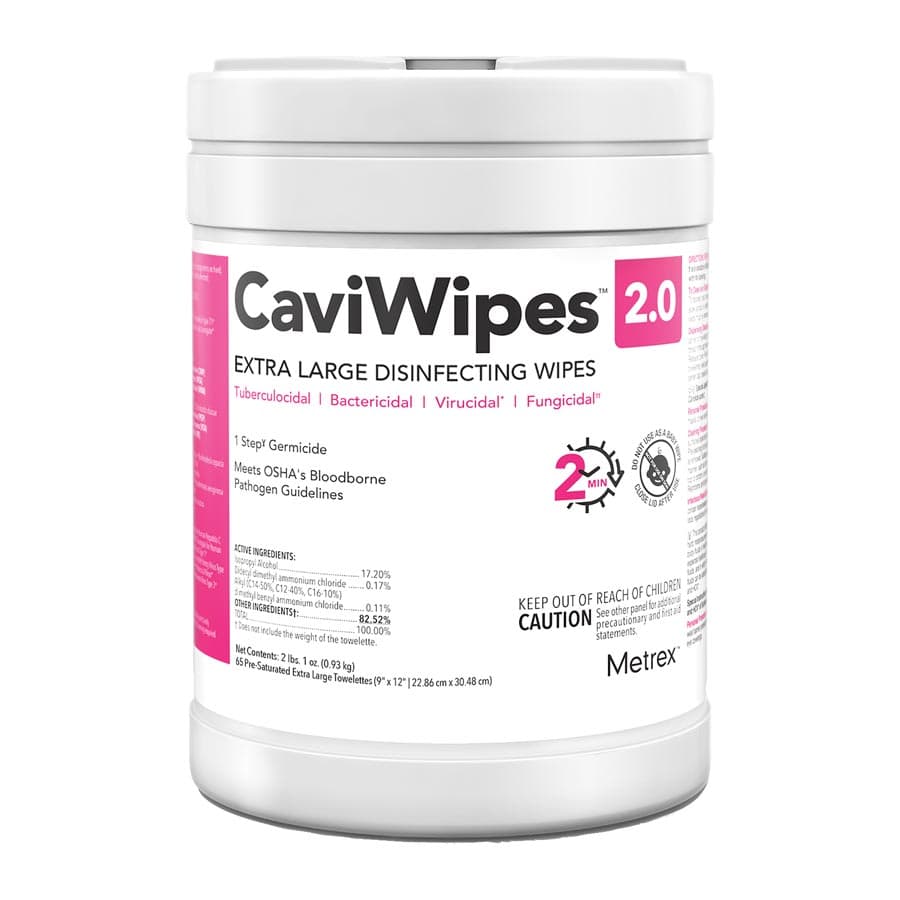 CaviWipes 2.0 XL Surface Disinfecting Wipes, Extra Large 9" x 12", 65 Wipes/Canister, 14-1150 thumbnail 2