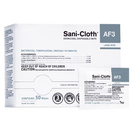 PDI Sani-Cloth AF3 Germicidal Disposable Wipes, Large, 5" x 8", Individually Wrapped, 50/Pack, H59200 thumbnail 9