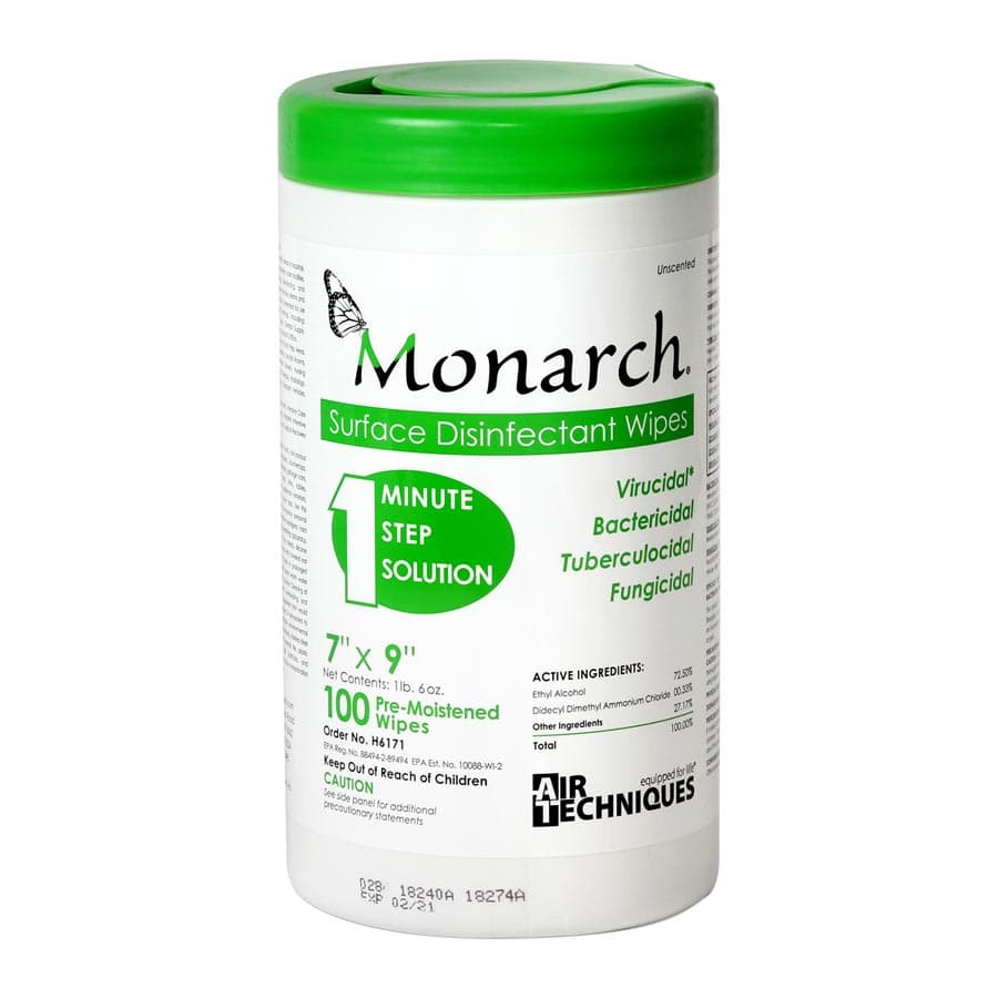 Monarch Surface Disinfectant Wipes, X-Large, 7" x 9", 100/Canister, H6171 thumbnail 9