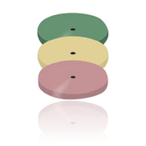 NTI Goldstar Polishing System Polisher Pack, Unmounted, 22 mm Large Wheel, Assorted Green/Pink/Yellow, 15/Pkg, P1899 thumbnail 2