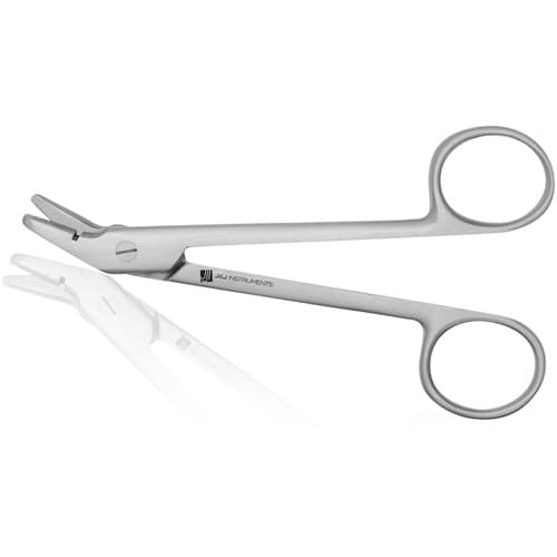 J&J Instruments Angled Wire Cutting Scissors, 4.75", One Side Serrated, 23-4050 thumbnail 3