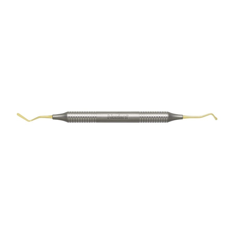 Nordent Composite Placement Instrument, Double-End, #23T Paddle/Acorn, Titanium Nitride Coated, DuraLite Round Handle, REPFI23T thumbnail 5