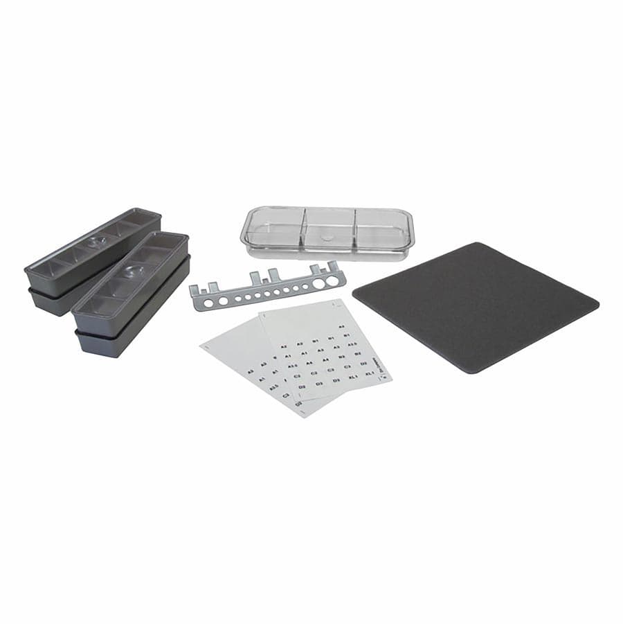 Zirc Capsule Composite Organizer Kit, 20Z479 — Tub Liner, 4 Long Tub Cups with Covers, Divided Slide Tray, Capsule Clip-On Holder, Shade Label Sheet thumbnail 4