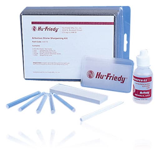 Hu-Friedy Arkansas Stone Instrument Sharpening Kit, Includes #4 Flat Stone, #299 Conical Stone, 5 Test Sticks, Sharpen-EZ Oil, Magnifying Lens, SSKITA thumbnail 4
