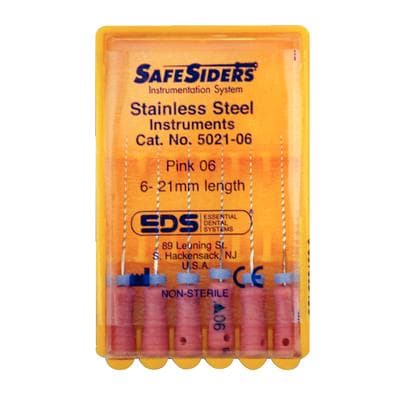 SafeSiders Endodontic Hand Reamers, 21 mm, 0.02 Taper, Size #06, Pink, 6/Pkg, 5021-06 thumbnail 4