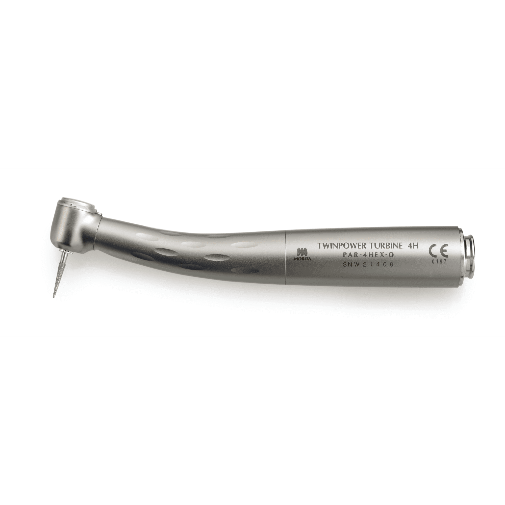 TwinPower Turbine High Speed Air Handpiece, Standard Head, Contra Angle, Autochuck Push Button, LED Fiber Optic, Triple Spray, 4H PAR-4HEX-O, Fits Morita Coupling, 16-5340888, 1/Pk thumbnail 2