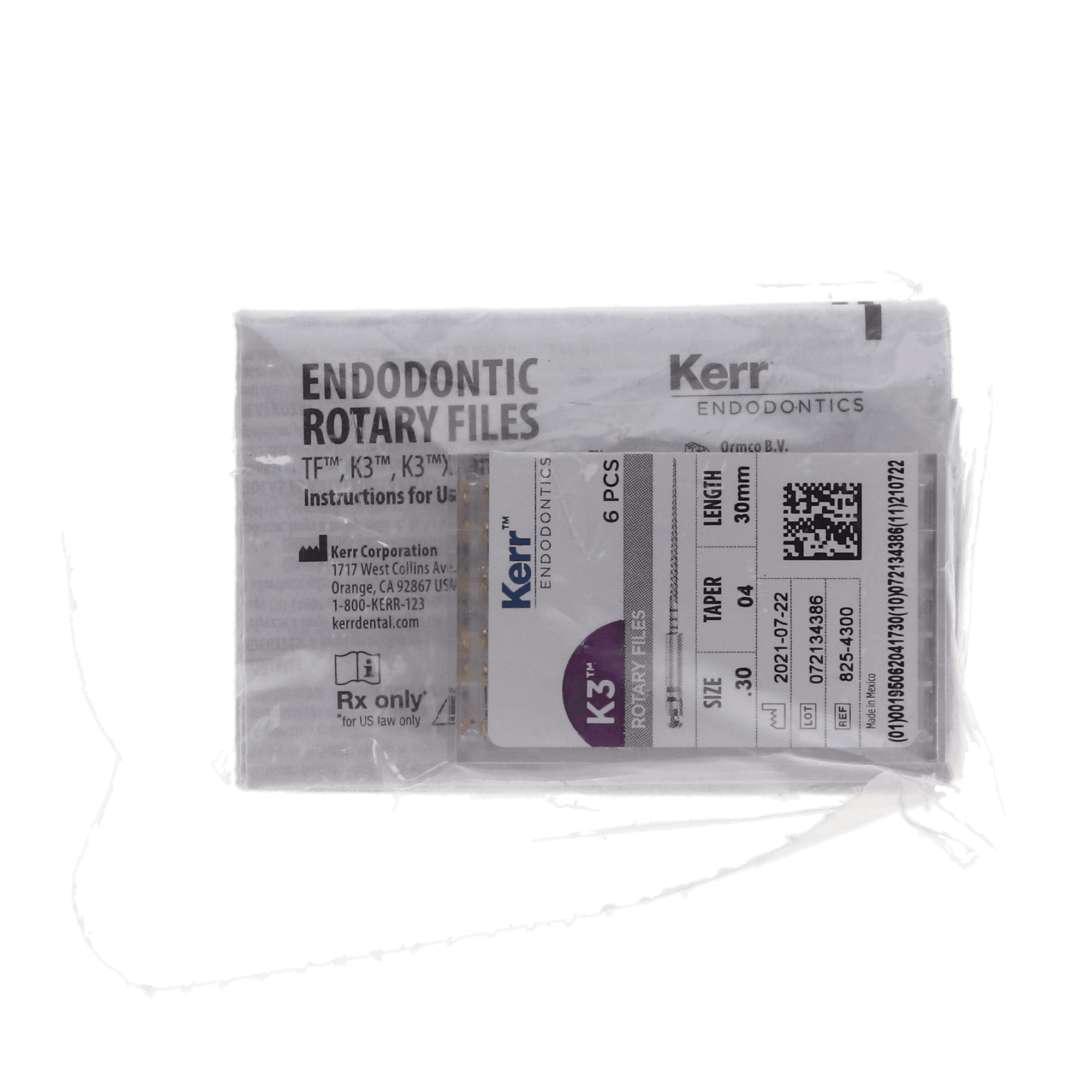 K3 Nickel-Titanium Rotary Endodontic Files, 30 mm, 0.04 Taper, #30, Blue, 6/Pk, 825-4300 thumbnail 6