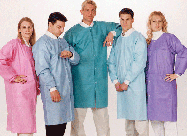 Extra-Safe Olive Lab Coat, Medium, Latex-Free, Fluid Resistant, AAMI Level 3, Knee-Length, 3-Layer SMS, 10/Pk - Extra-Safe Olive LabCoat Medium Latex-Free Fluid Resistant AAMI Level 3 Pack of 10 - Image 1