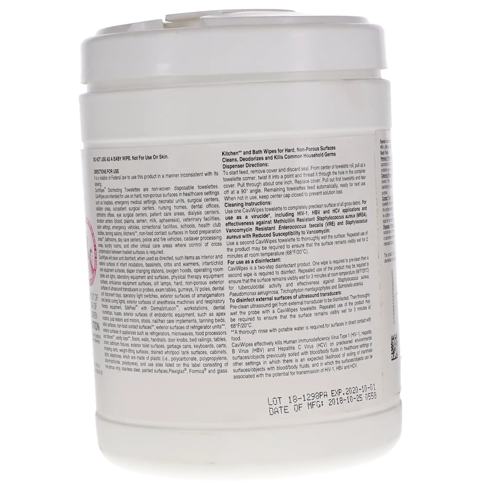 CaviWipes Disinfectant Towelettes, Large, 6" x 6.75", 220 Wipes/Canister, 10-1090 thumbnail 4