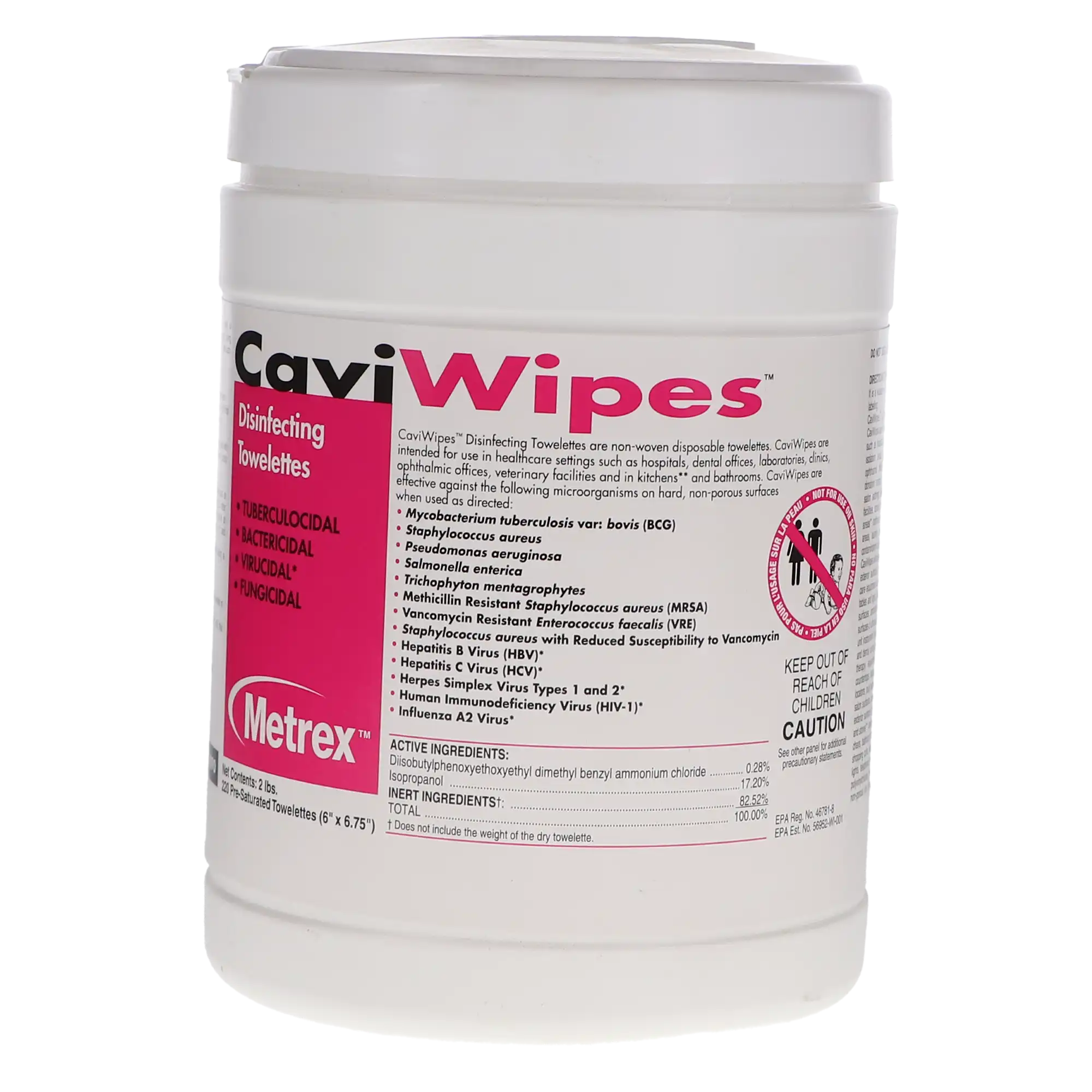 CaviWipes Disinfectant Towelettes, Large, 6" x 6.75", 220 Wipes/Canister, 10-1090 thumbnail 5