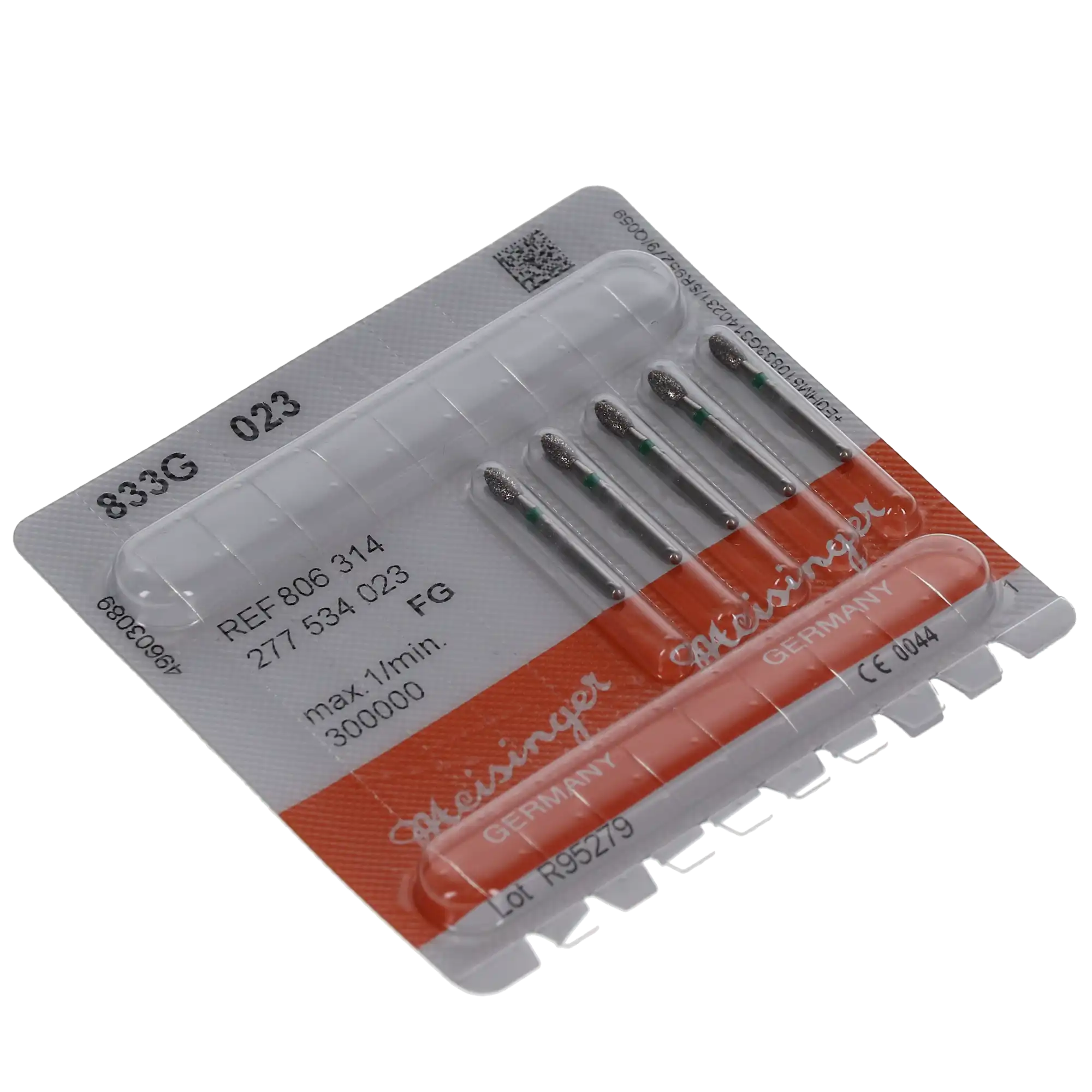 Meisinger Multi-Use Diamond Bur, FG, Football/Egg, #833G-023, 2.3 mm Head, 4.2 mm Working Length, Coarse, Green, 5/Pk, 833G-023-FG thumbnail 6