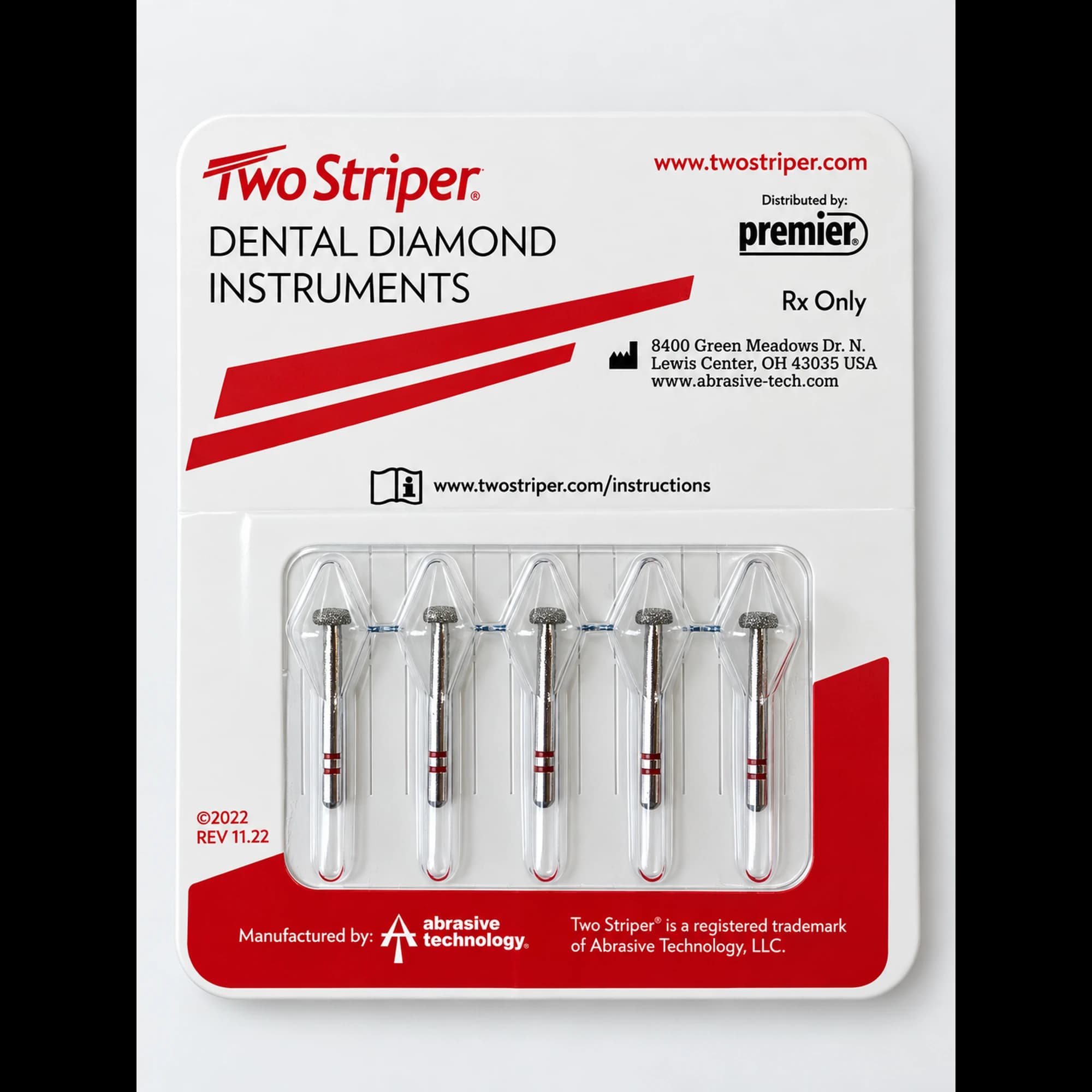 Two Striper Diamond Bur, FG, Wheel, #860, 3.5 mm, Fine, Red, 5/Pk, 2015553 thumbnail 2