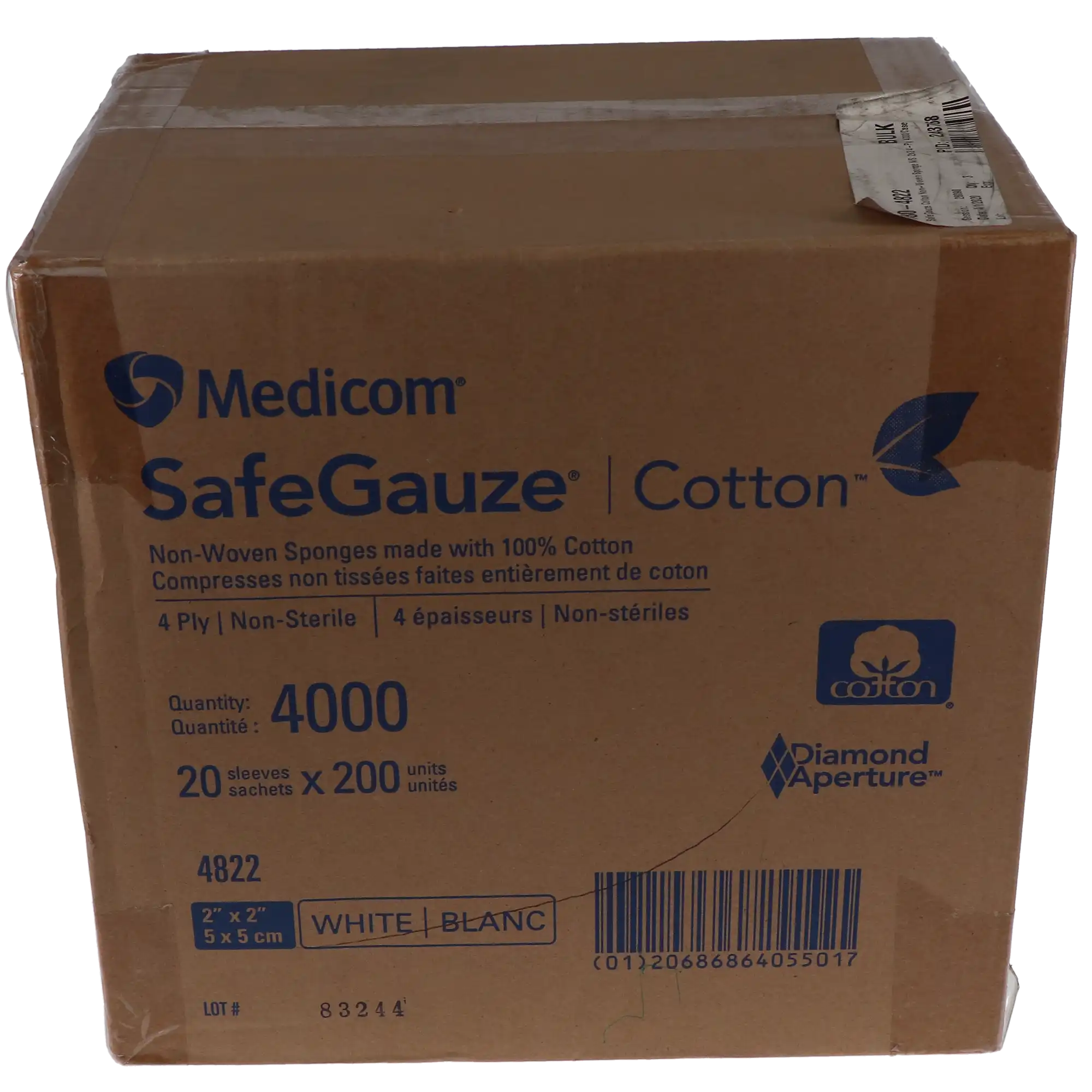 SafeGauze Cotton Non-Woven Sponges, Non-Sterile, 4-Ply, 2" x 2", 4000/Case, 4822 thumbnail 5