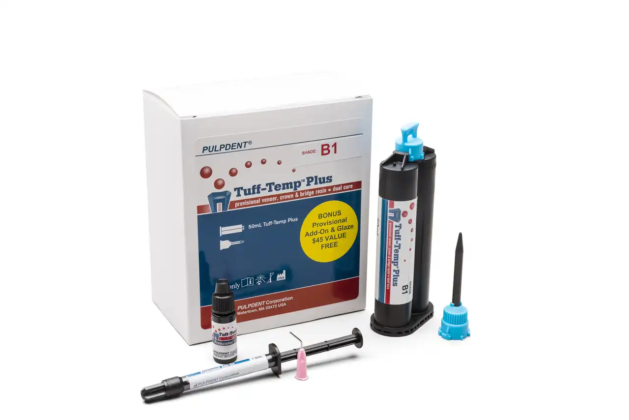 Tuff-Temp Plus Dual-Cure Provisional Crown & Bridge Resin, A2, 50 mL Automix Cartridge Refill with 10 Automix Tips, TTP50A2 thumbnail 9