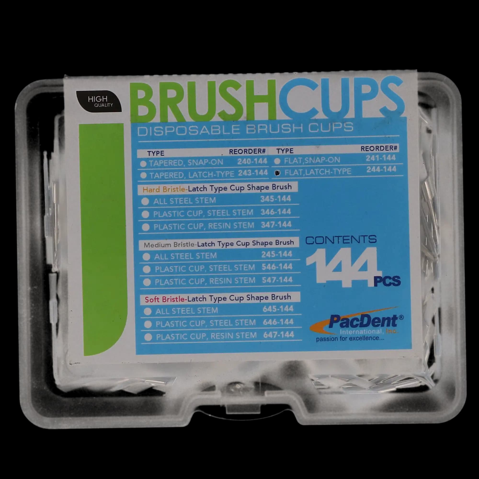 Pac-Dent Disposable Prophy Brush Cups, Latch Type Flat Brush, 144/Box, 244-144 thumbnail 4